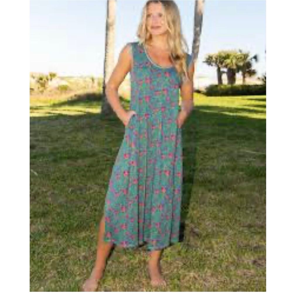 NWT Natural Life Hangout Cotton Midi Dress Sz. XS Pockets Oversized Green Teal